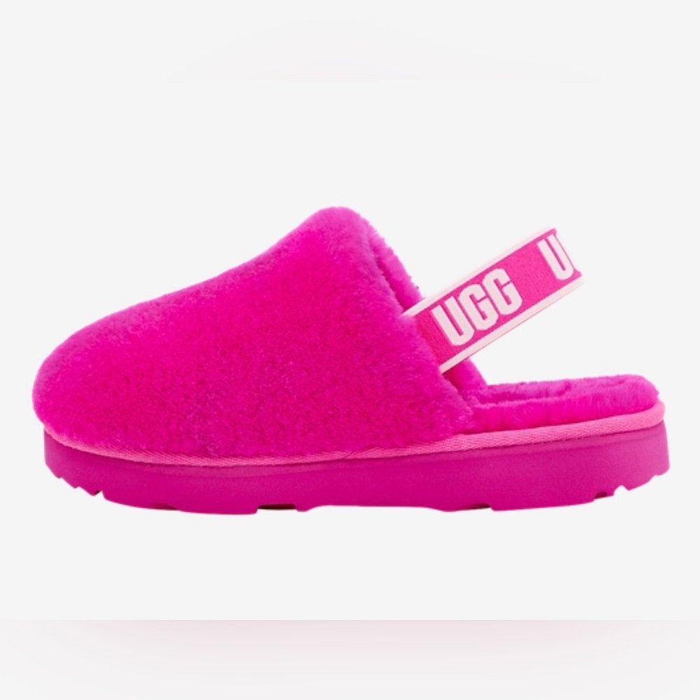 UGG Kids' Vibrant Pink Fluffy Slippers
